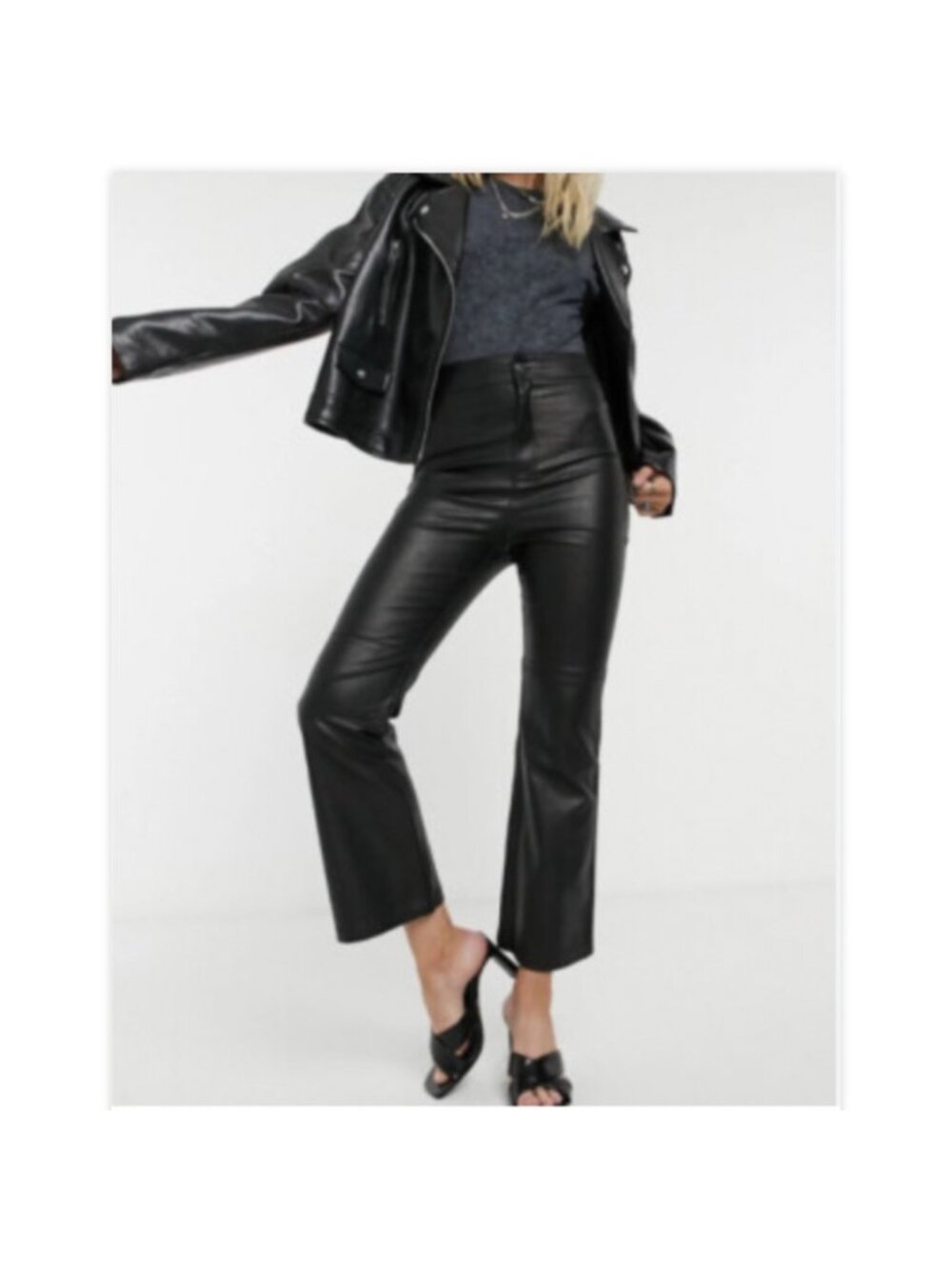 Free‎ People Sasha Vegan Kick Flare Pants Womens 2 Black Ankle Length